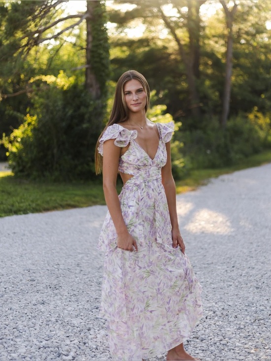 For Love And Lemons Dresses & Skirts - For Love & Lemons Floral Strappy Back Maxi In Lavender Multi Inspired Dress
